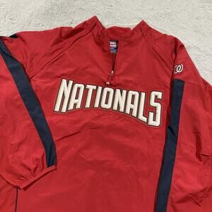 Washington Nationals Jacket Mens 2XL MLB Baseball Windbreaker 1/4 Zip Up Light
